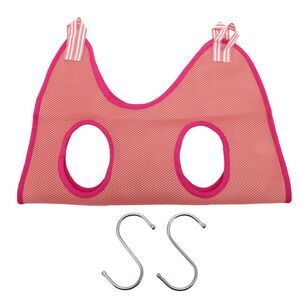 Pet Grooming Hammock Polyester Pet Grooming Tools with Hooks Small Rose Red 1Set